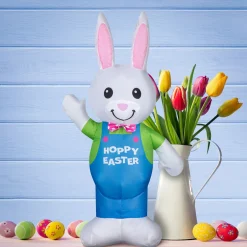 25 in. Inflatable Waving Easter Bunny Decoration