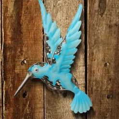 14 in. Majestic Blue Bird Metal Wall Decoration