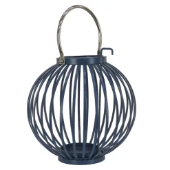 11 in. Modern Design and Finish Dark Blue Outdoor Lantern Candleholder