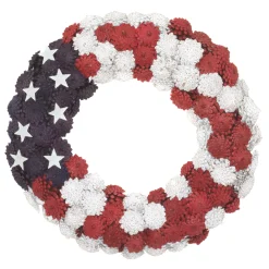 8 in. Patriotic Wreath with Red White and Blue Pine Cones White Stars