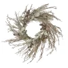 24 in. Pre-Lit Alpine Snow Lump Wreath with Pure White LED Rice Lights