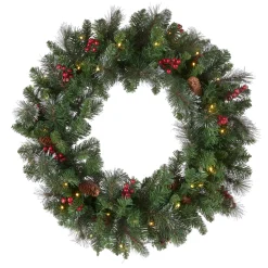 30 in. Pre-Lit Crestwood Spruce Wreath with Warm White LED Lights
