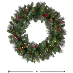 30 in. Pre-Lit Crestwood Spruce Wreath with Warm White LED Lights