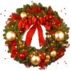 36 in. Pre-Lit Decorative Collection Cozy Christmas Wreath with Red and Clear Lights