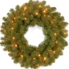 24 in. Pre-Lit Downswept Douglas Fir Wreath with Warm White LED Lights