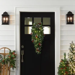 36 in. Pre-Lit Frosted Berry Teardrop with LED Lights