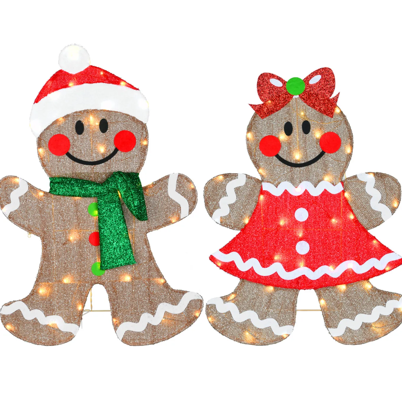 35 in. Pre-Lit Gingerbread Cookie Couple
