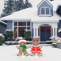 35 in. Pre-Lit Gingerbread Cookie Couple