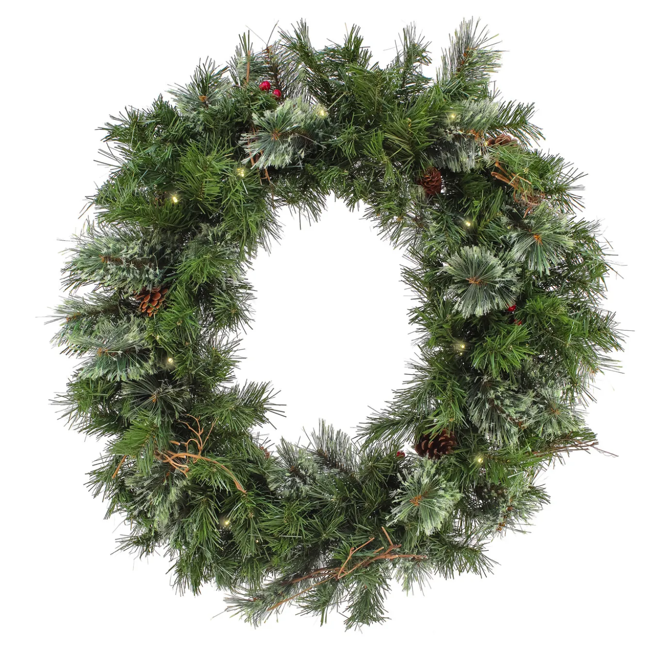 30 in. Pre-Lit Glistening Pine Wreath with LED Lights