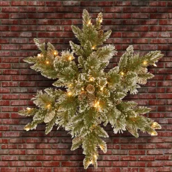 32 in. Pre-Lit Glittery Bristle Pine Snowflake with LED Lights