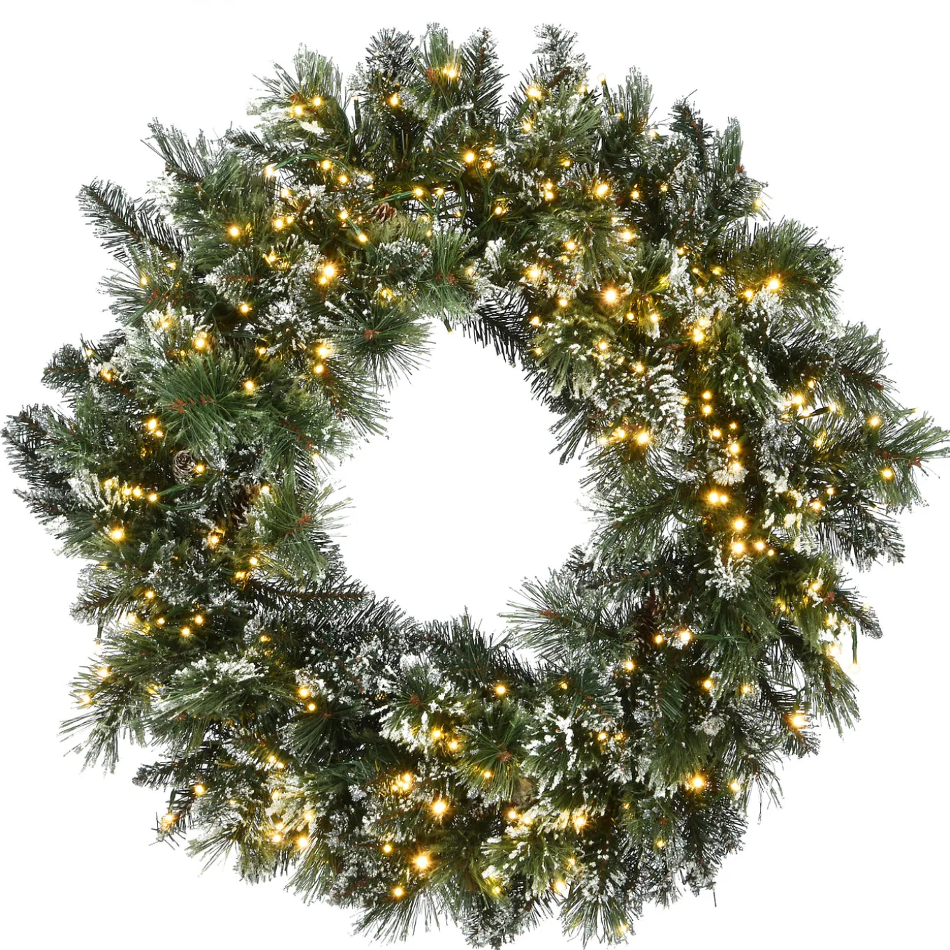 30 in. Pre-Lit Glittery Bristle Pine Wreath with Dual Color LED Cosmic Lights