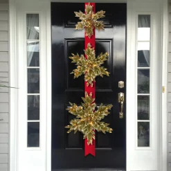 70 in. Pre-Lit Glittery Bristle Pine Snowflake with White Lights