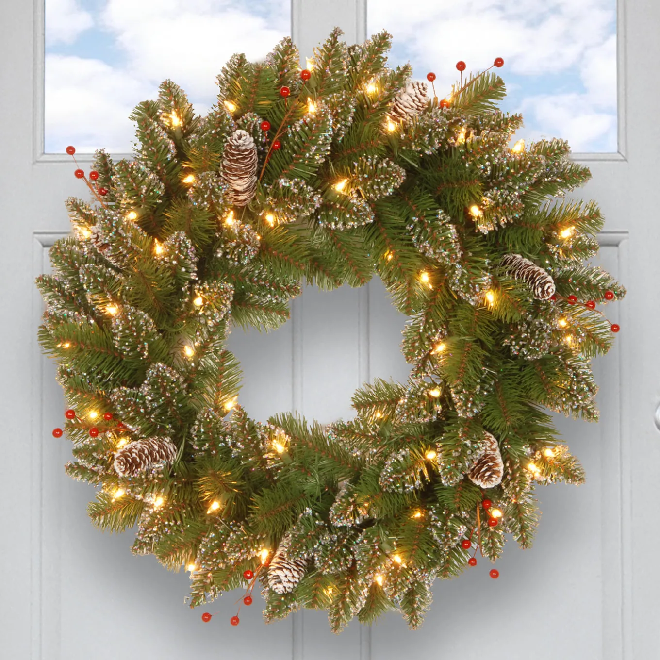 24 in. Pre-Lit Glittery Mountain Spruce with LED Lights