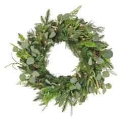 28 in. Pre-Lit HGTV Home Collection Frosted Wreath with LED Lights