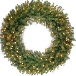 48 in. Pre-Lit Norwood Fir Wreath with Warm White LED Lights