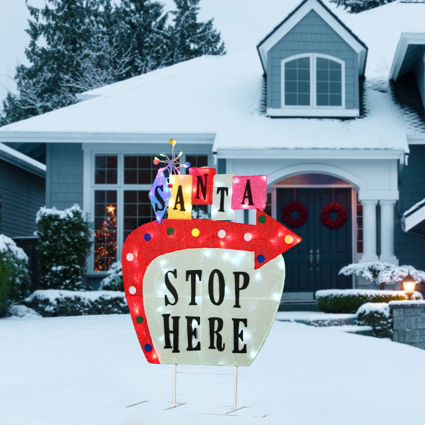 50 in. Pre-Lit Vintage Vegas Santa Sign