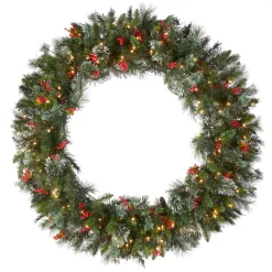48 in. Pre-Lit Wintry Pine Wreath with Clear Lights