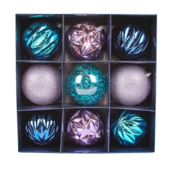 13 in. Purple Xmas Ball Decor Set