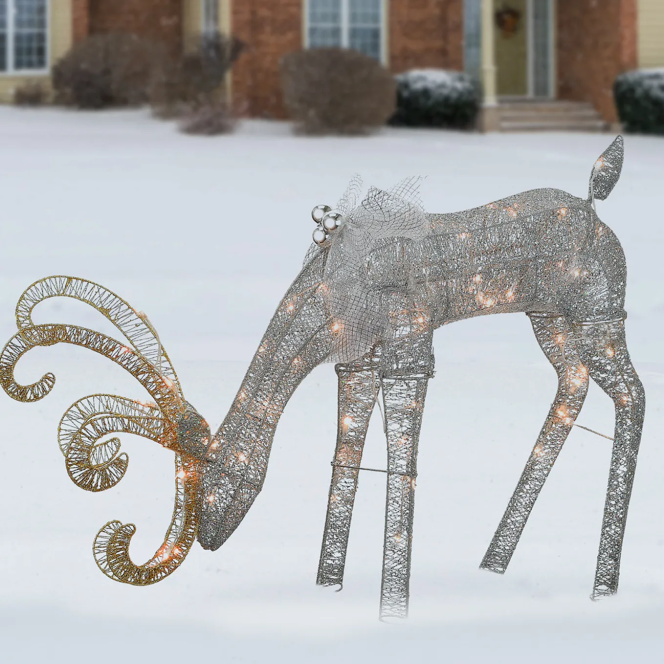 28 in. Reindeer Decoration with LED Lights