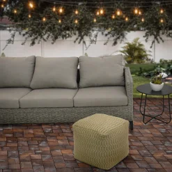 16 in. Sand Hand Woven Pouf Ottoman