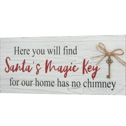 16 in. Santa's Key Tabletop Ornate Christmas Sign, White and Red
