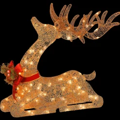 31 in. Sisal Splendor Champagne Lying Deer