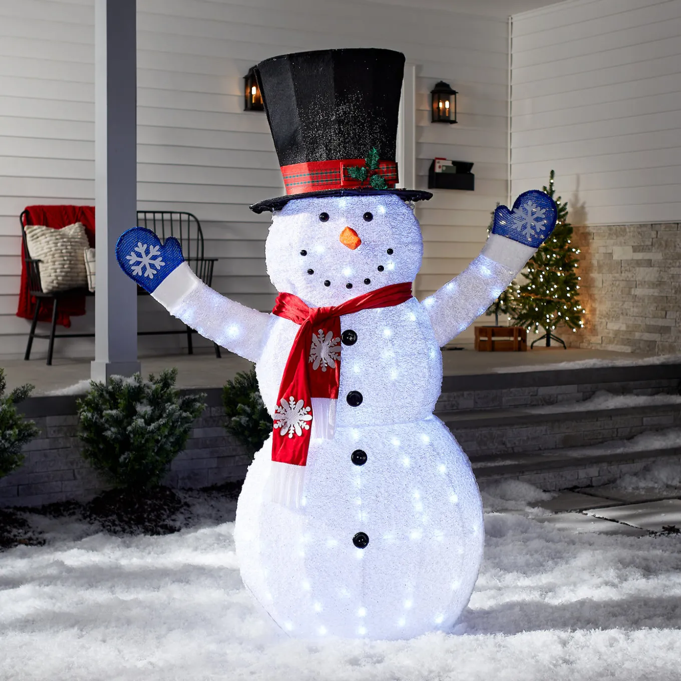 72 in. Snowman Decoration with White LED Lights