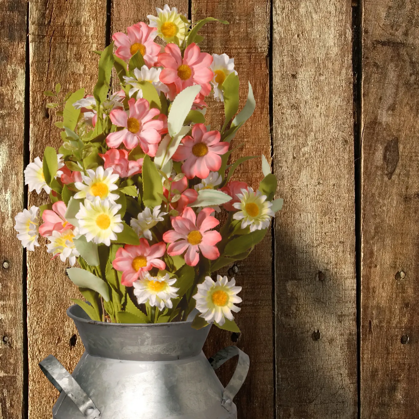 16 in. Spring Bouquet with Pink and White Daisy Flowers
