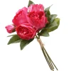 14 in. Spring Floral Bouquet with Bright Pink Peony Blooms, Leafy Greens