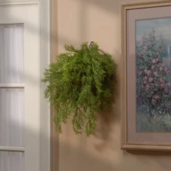 20 in. Spring Green Pine Branch Wall Basket