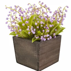 10 in. Spring Mauve Lily-of-the-Valley Flowers in Wood Box
