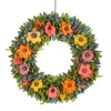 18 in. Spring Multicolor Floral Wreath with Fern