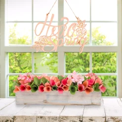 16 in. Spring Multicolor Handcrafted Floral Window Box Decor