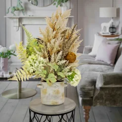 33 in. Spring Potted Plant Table Decoration with Hydrangea Blooms, Assorted Palms