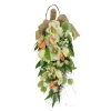 26 in. Spring Teardrop Wall Hanging Decoration with Tulip Blooms, Poppies, Buttercup Blossoms, Flowing Green Stems