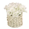 10 in. Spring White Hydrangea Bouquet in White Basket