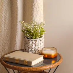 11 in. Spring White Lily-of-the-Valley Flowers in White Basket