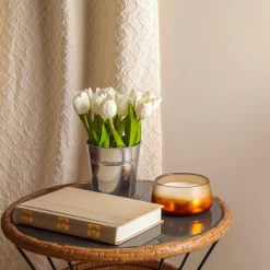 9 in. Spring White Tulip Bouquet in Metal Pot