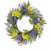 22 in. Spring Wreath with Pansy Blooms, Lavender, and Assorted Blossoms