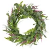 22 in. Spring Wreath with Eucalyptus Leaves, Lavender, Flowing Green Stems