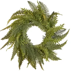 36 in. Spring Wreath with Fern Leaves and Flowing Green Stems