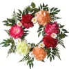 22 in. Spring Wreath with Flower Blooms, Leafy Greens