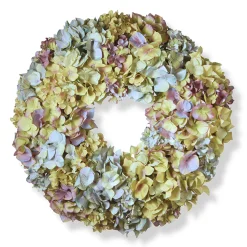 19 in. Spring Wreath with Mixed, Colorful Hydrangea Blooms