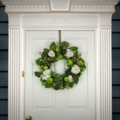 24 in. Spring Wreath with Rose Blooms, Apples, Leafy Greens