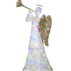 60 in. Trumpeting White Angel with Multicolor LED Lights