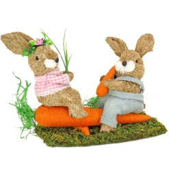 14 in. Two Bunnies on Carrot Seesaw Table Decoration
