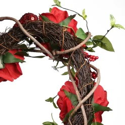20 in. Valentine's Floral Heart Red Roses Wreath