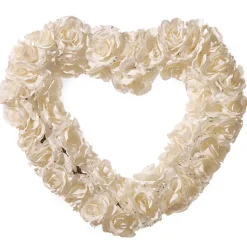 20 in. Valentine's Floral Heart White Roses Wreath