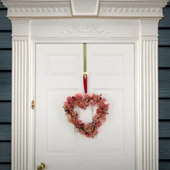 16 in. Valentine's Flower Blooms Floral Heart Wreath