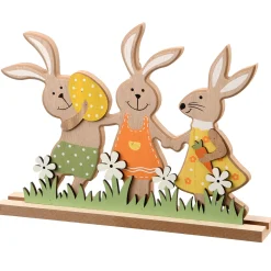 9 in. Wooden Rabbit Trio Table Decoration